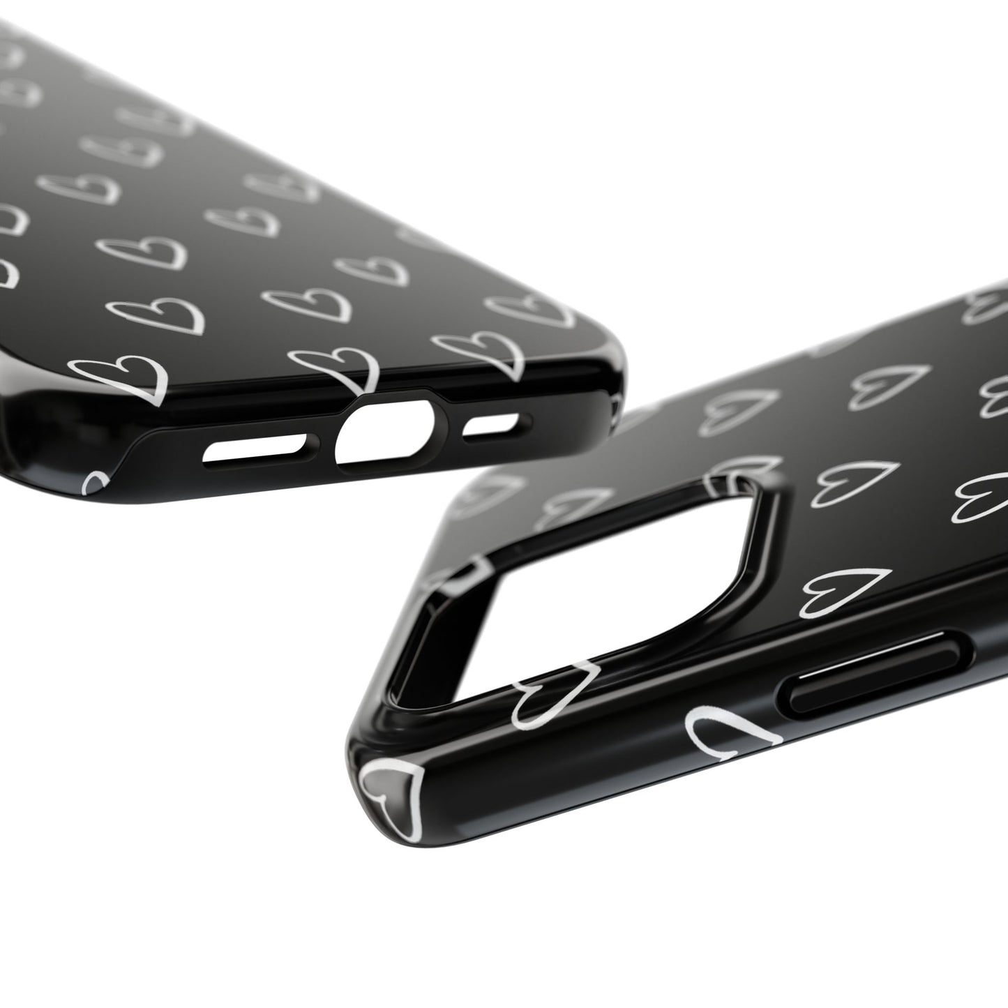 Doodle Heart Phone Case – Minimal Black & White Heart Pattern | Tough Protective Case