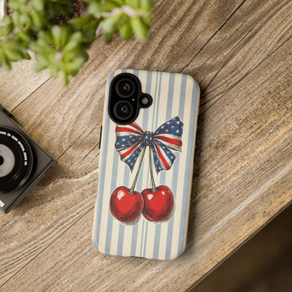 Patriotic Cherry Phone Case Americana Coquette Aesthetic iPhone Samsung