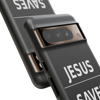 Jesus Saves Phone Case Christian Religious Minimalist Black Tough Cover