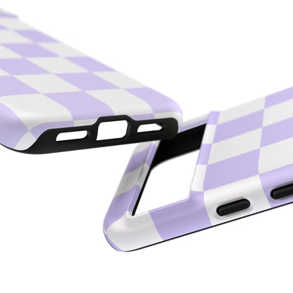 Lavender Checkerboard Phone Case | Pastel Aesthetic Checkered iPhone & Samsung Tough Case
