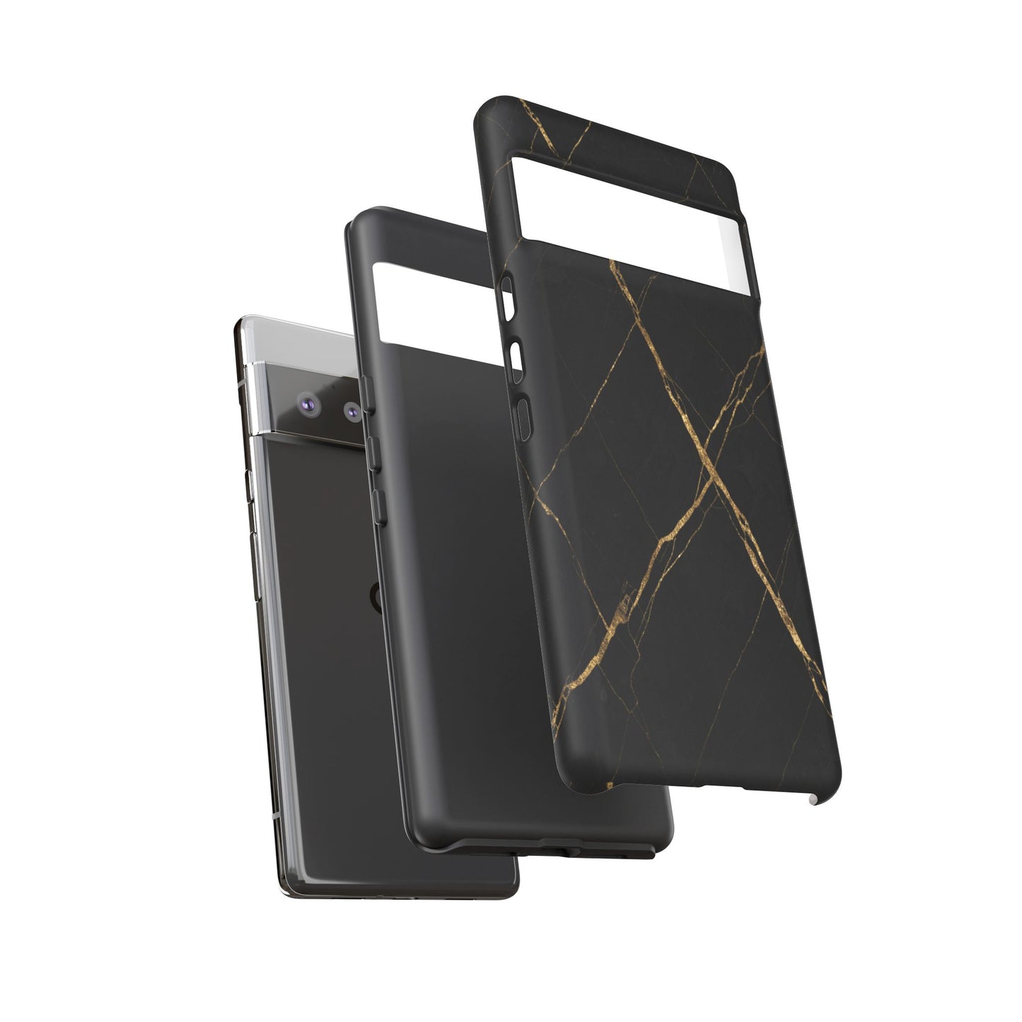 Black Marble Phone Case with Gold Veins – Luxury Minimal Aesthetic Tough Case