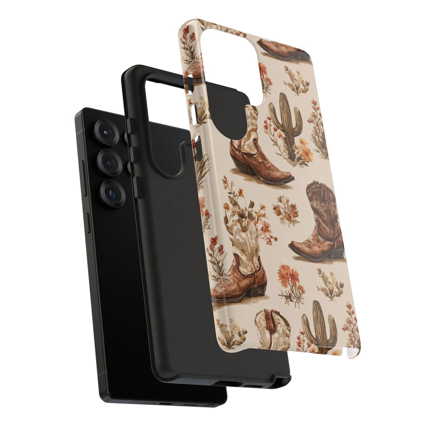Cowboy Boots Western Phone Case Rustic Cowgirl Cactus Floral iPhone Samsung Pixel