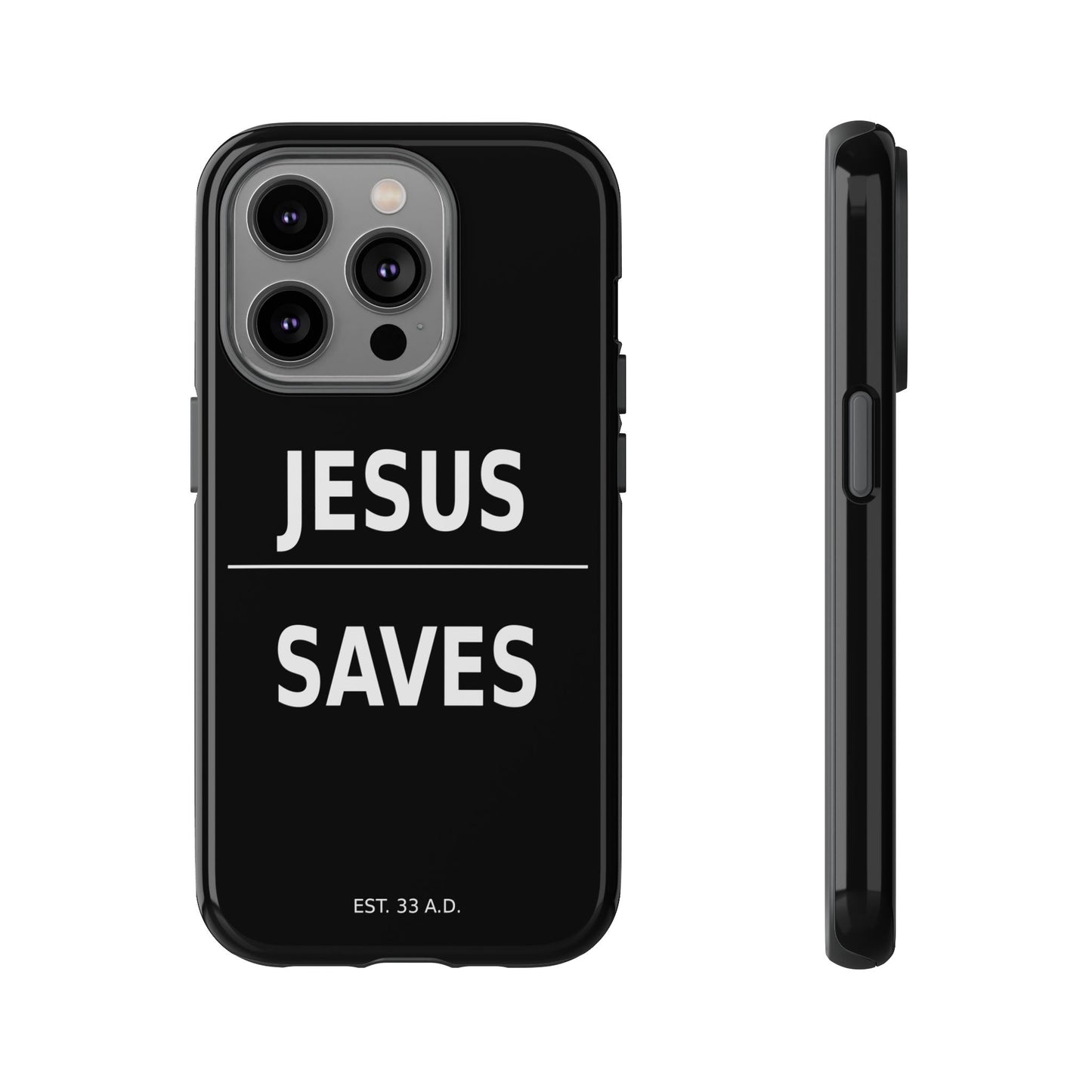 Jesus Saves Phone Case Christian Religious Minimalist Black Tough Cover