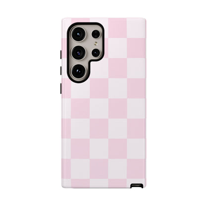 Light Pink Checkerboard Phone Case | Pastel Aesthetic Checkered iPhone & Samsung Tough Case
