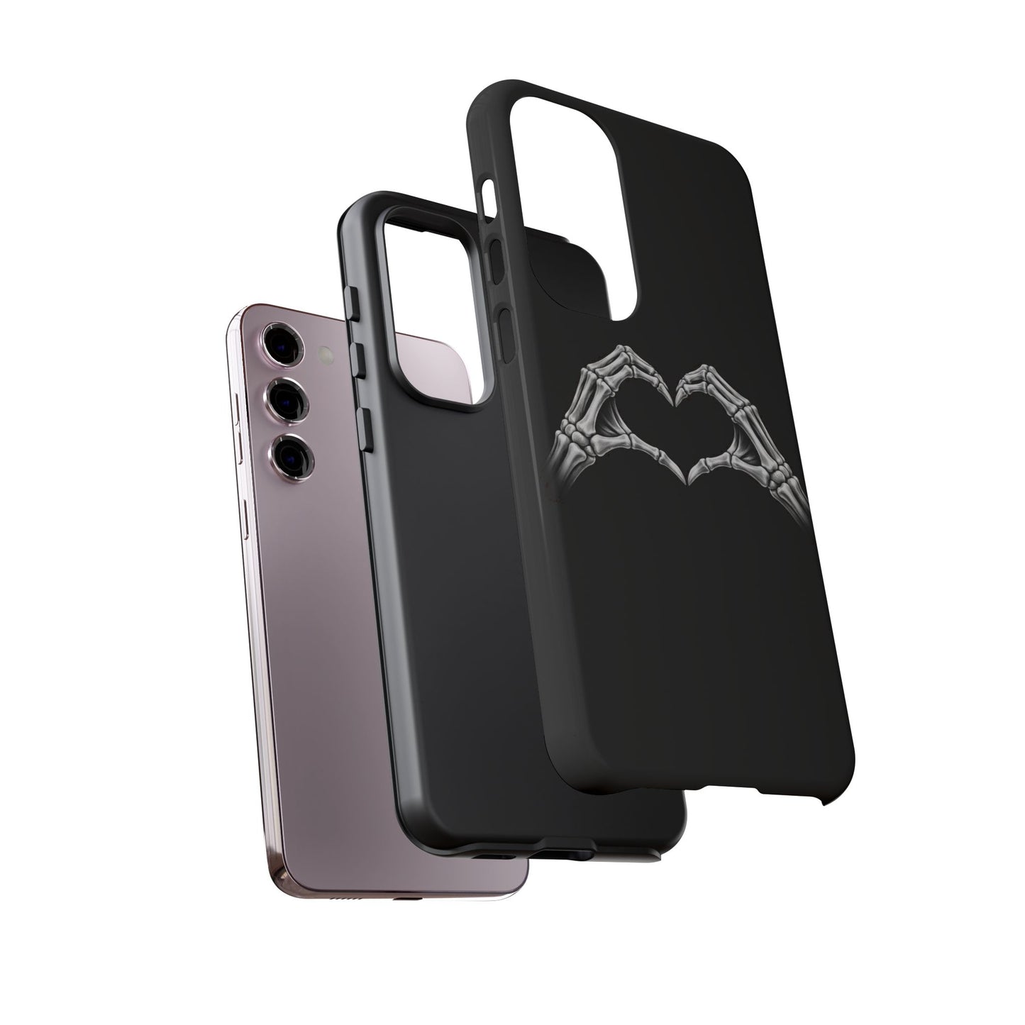 Skeleton Hands Heart Phone Case | Gothic Black Protective Cover