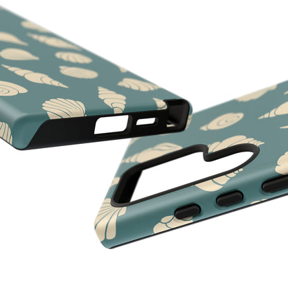 Seashell Pattern Phone Case | Teal Coastal Shells Tough Case for Iphone, Samsung Galaxy and Pixel