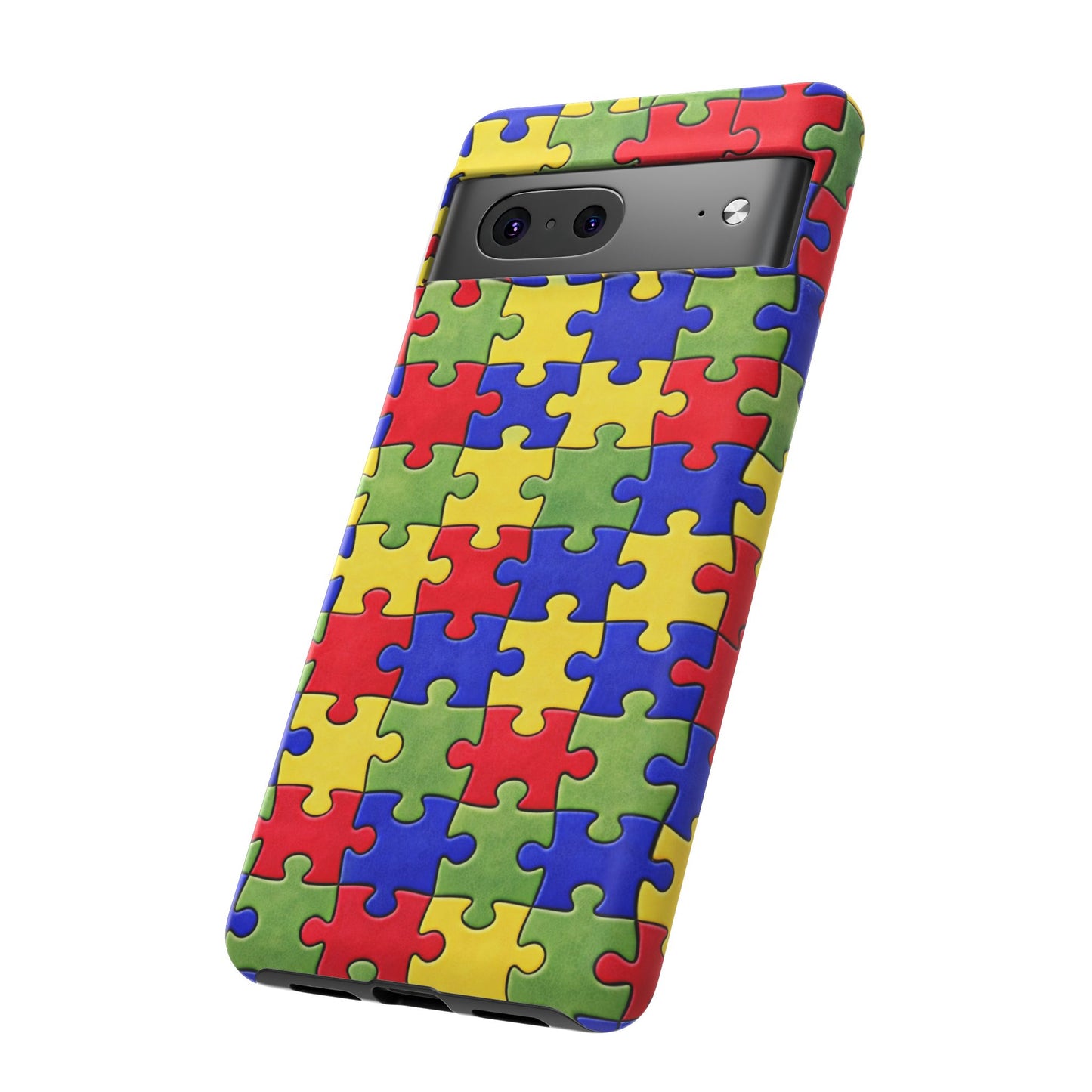 Colorful Puzzle Phone Case, Autism Awareness Jigsaw Design, Tough Protective Case, iPhone & Samsung Case, Vibrant Puzzle Pattern
