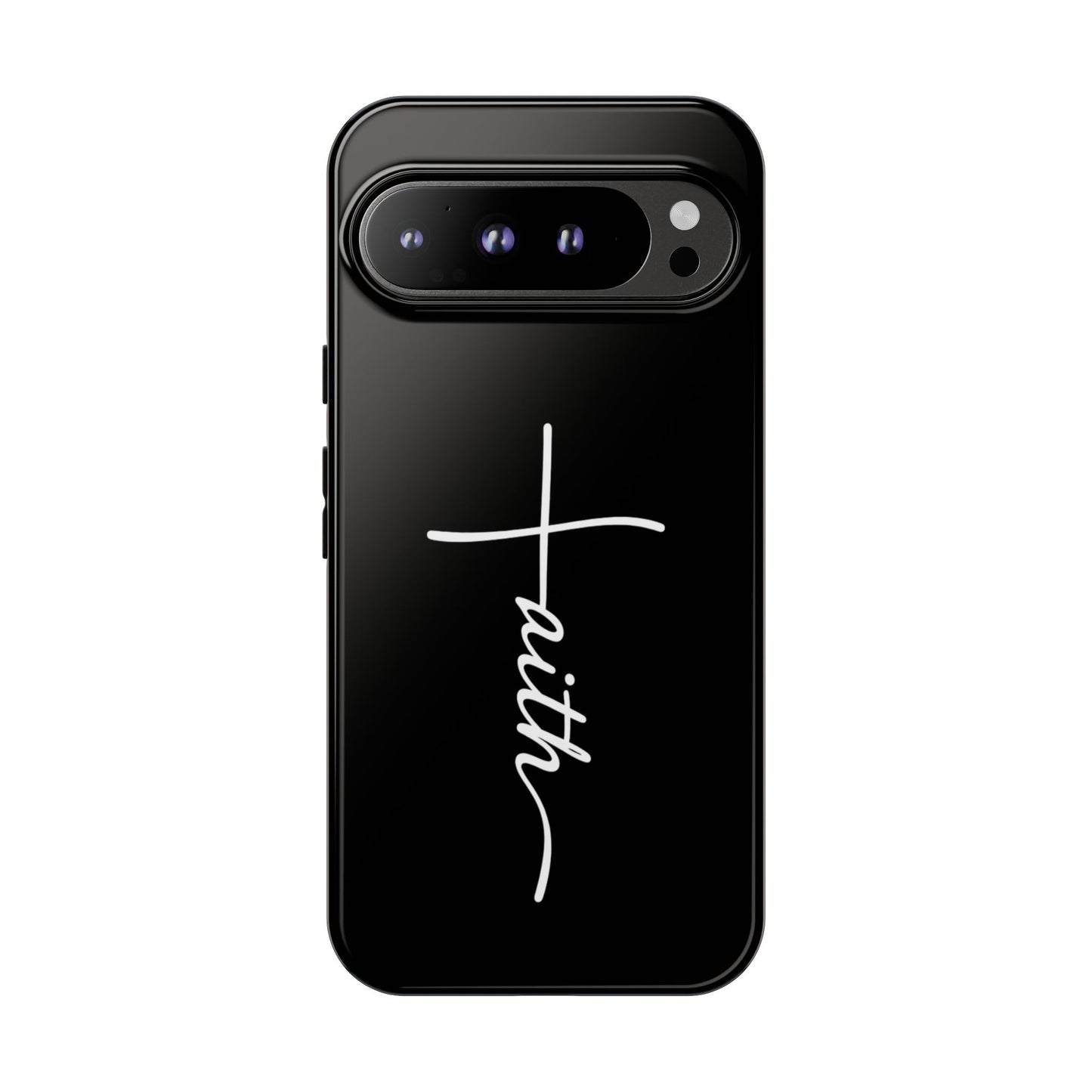Faith Cross Phone Case, Christian Aesthetic Minimalist Black Matte Case, Religious Gift iPhone Samsung Cover