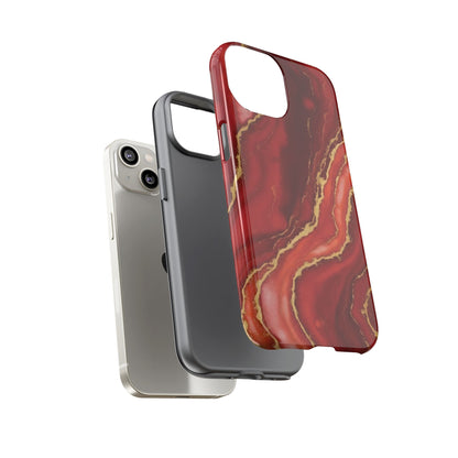 Red Agate Marble Phone Case – Gold Vein Luxury Stone Tough Case (iPhone, Samsung, Pixel)