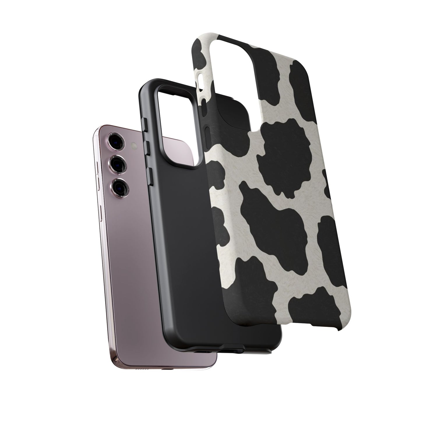 Black & White Cow Print Phone Case | Western Aesthetic iPhone & Samsung Tough Case