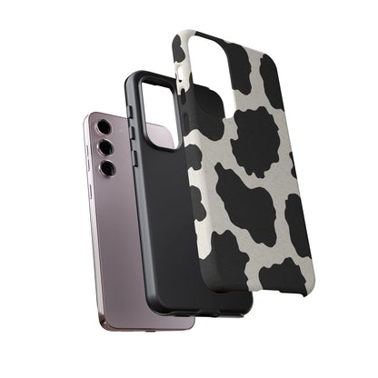 Black & White Cow Print Phone Case | Western Aesthetic iPhone & Samsung Tough Case