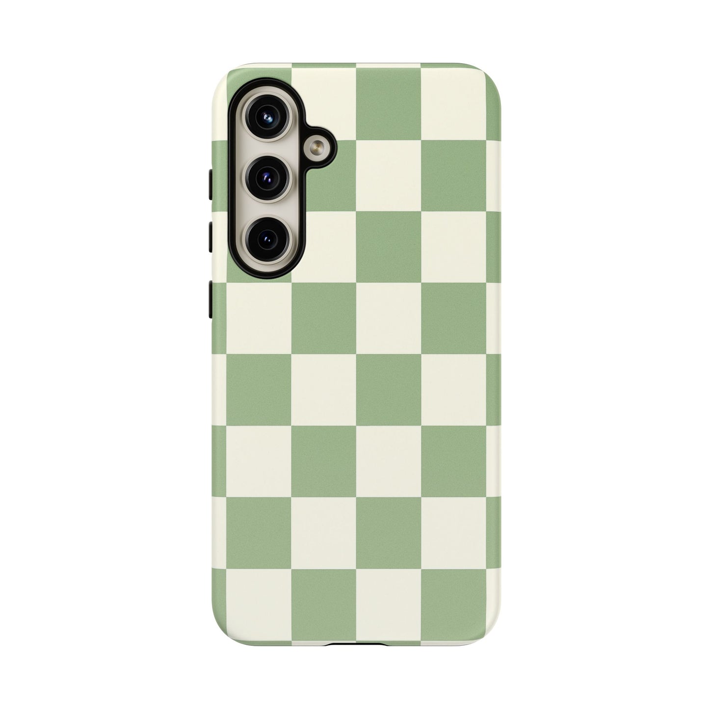 Sage Green Checkerboard Phone Case | Minimal Aesthetic Checkered iPhone & Samsung Tough Case