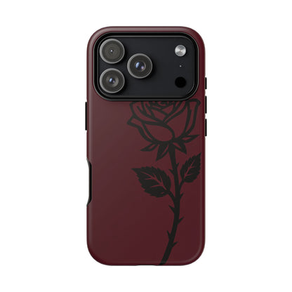 Black Rose Burgundy iPhone Case | Dark Aesthetic Shockproof Protective Cover