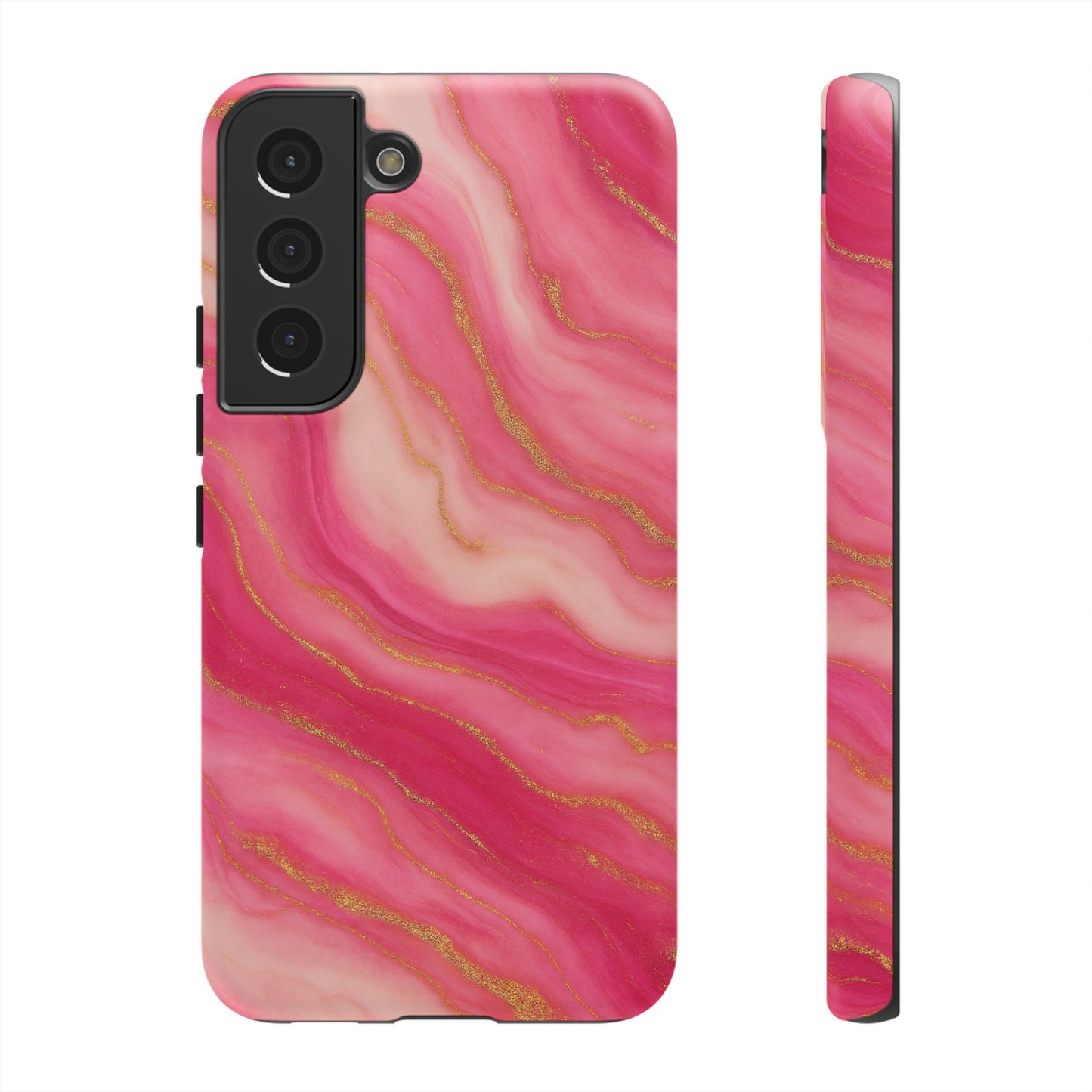 Pink Marble Phone Case | Rose Gold Swirl Aesthetic Tough Protective Case