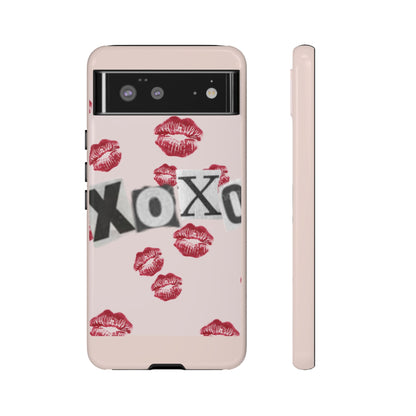 XOXO Kiss Print Phone Case | Coquette Valentine Aesthetic | Cute Pink Lipstick Kiss Tough Case for iPhone & Samsung