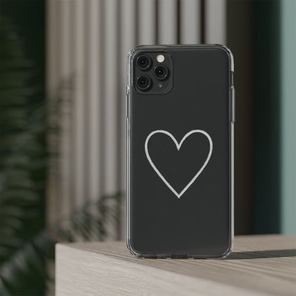 Minimal Hand-Drawn Heart Clear Phone Case | Aesthetic Clear Protective Case
