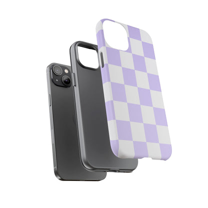 Lavender Checkerboard Phone Case | Pastel Aesthetic Checkered iPhone & Samsung Tough Case
