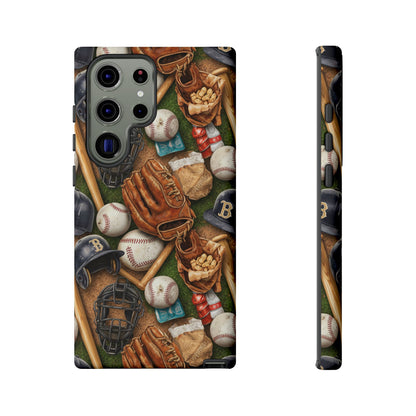 Baseball Gear Collage Phone Case – Vintage Baseball Equipment Sports Tough Case
