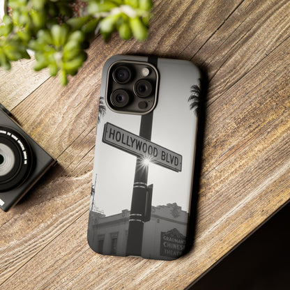 Hollywood Blvd Phone Case | Vintage Los Angeles Street Sign | Black & White LA Aesthetic