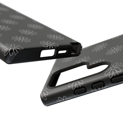 Black Daisy Floral Phone Case – Slim Protective Tough Case for Iphone, Samsung Galaxy and Pixel