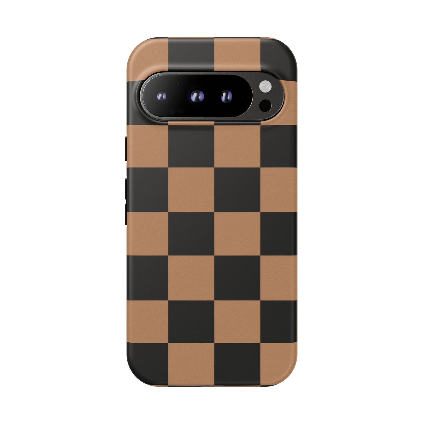 Brown Checkered Phone Case | Aesthetic Checkerboard iPhone & Samsung Tough Case