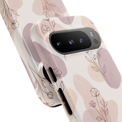 Blush Floral Phone Case Neutral Botanical Watercolor Tough Cover