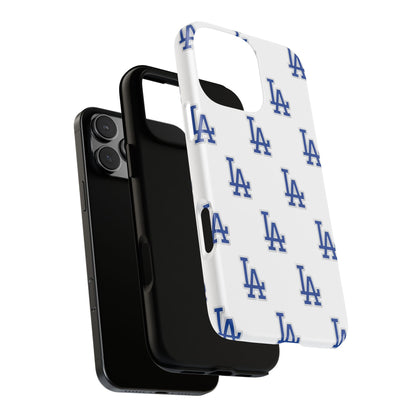 Blue LA Monogram Pattern Phone Case | Minimal Baseball Inspired Tough Cover