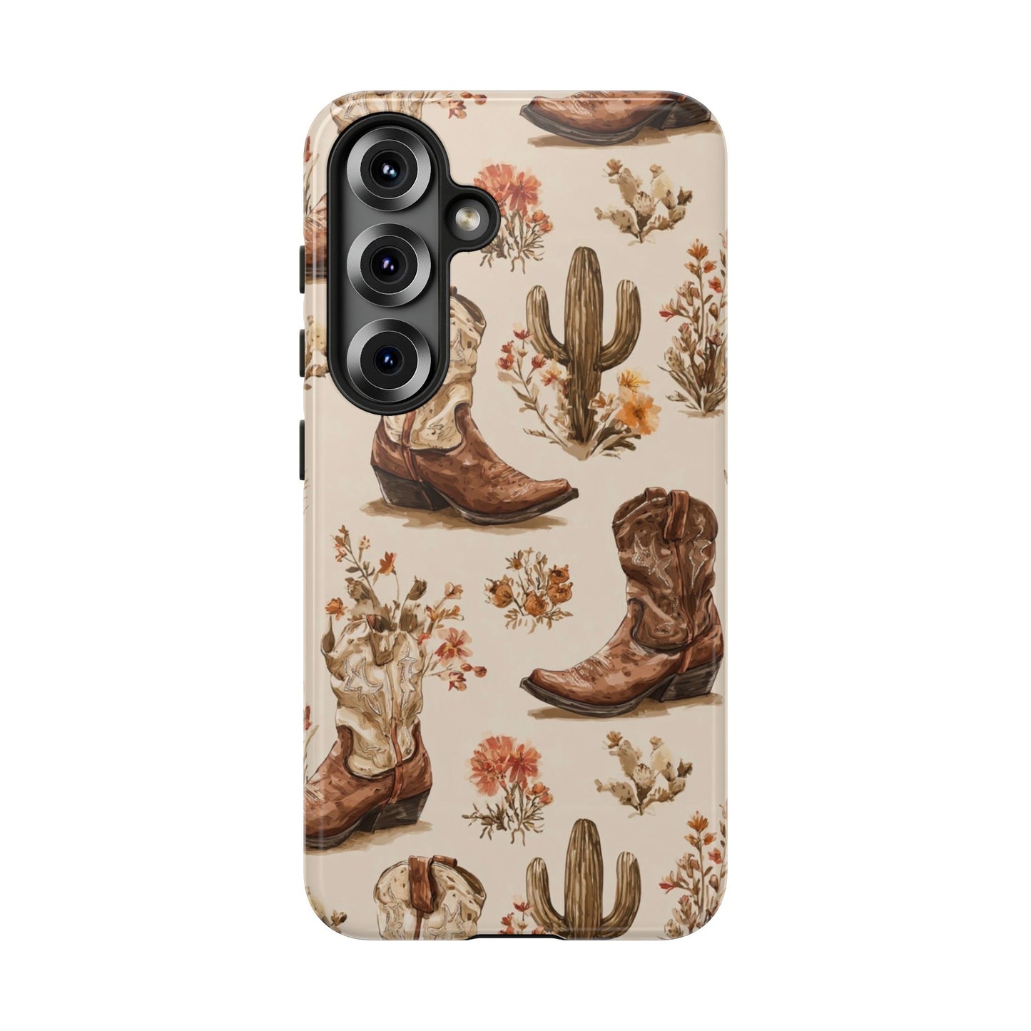 Cowboy Boots Western Phone Case Rustic Cowgirl Cactus Floral iPhone Samsung Pixel