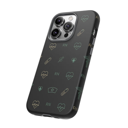 RN Nurse Phone Case – Minimal Medical Icon Pattern Healthcare Worker Tough Case