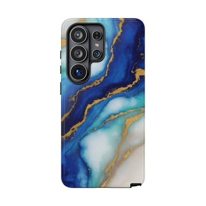 Blue & Gold Marble Phone Case – Luxury Resin Art Tough Case (iPhone, Samsung, Pixel)