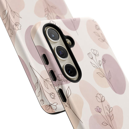 Blush Floral Phone Case Neutral Botanical Watercolor Tough Cover