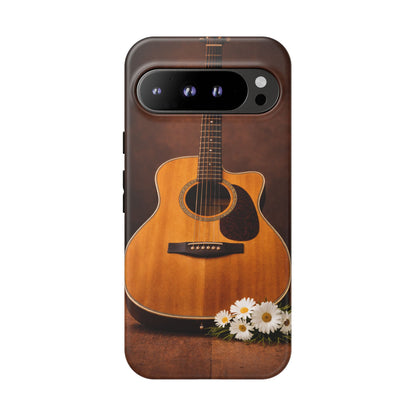 Acoustic Guitar Daisy Phone Case | Rustic Music Lover Tough Cover