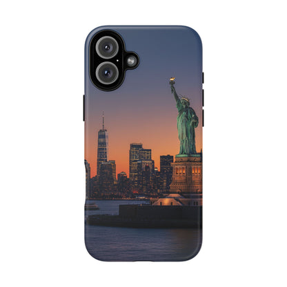 Statue of Liberty Sunset Phone Case – New York City Skyline Travel Aesthetic Tough Case