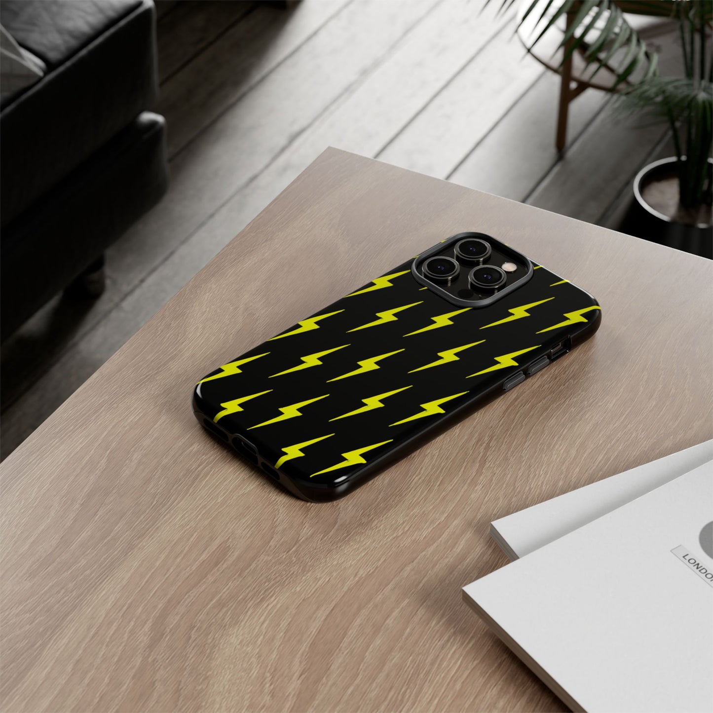 Yellow Lightning Bolt Tough Phone Case | Bold Electric Pattern Case for Iphone, Samsung Galaxy and Pixel