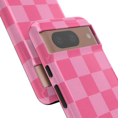 Pink Checkerboard Phone Case – Cute Aesthetic Tough Case for iPhone & Samsung