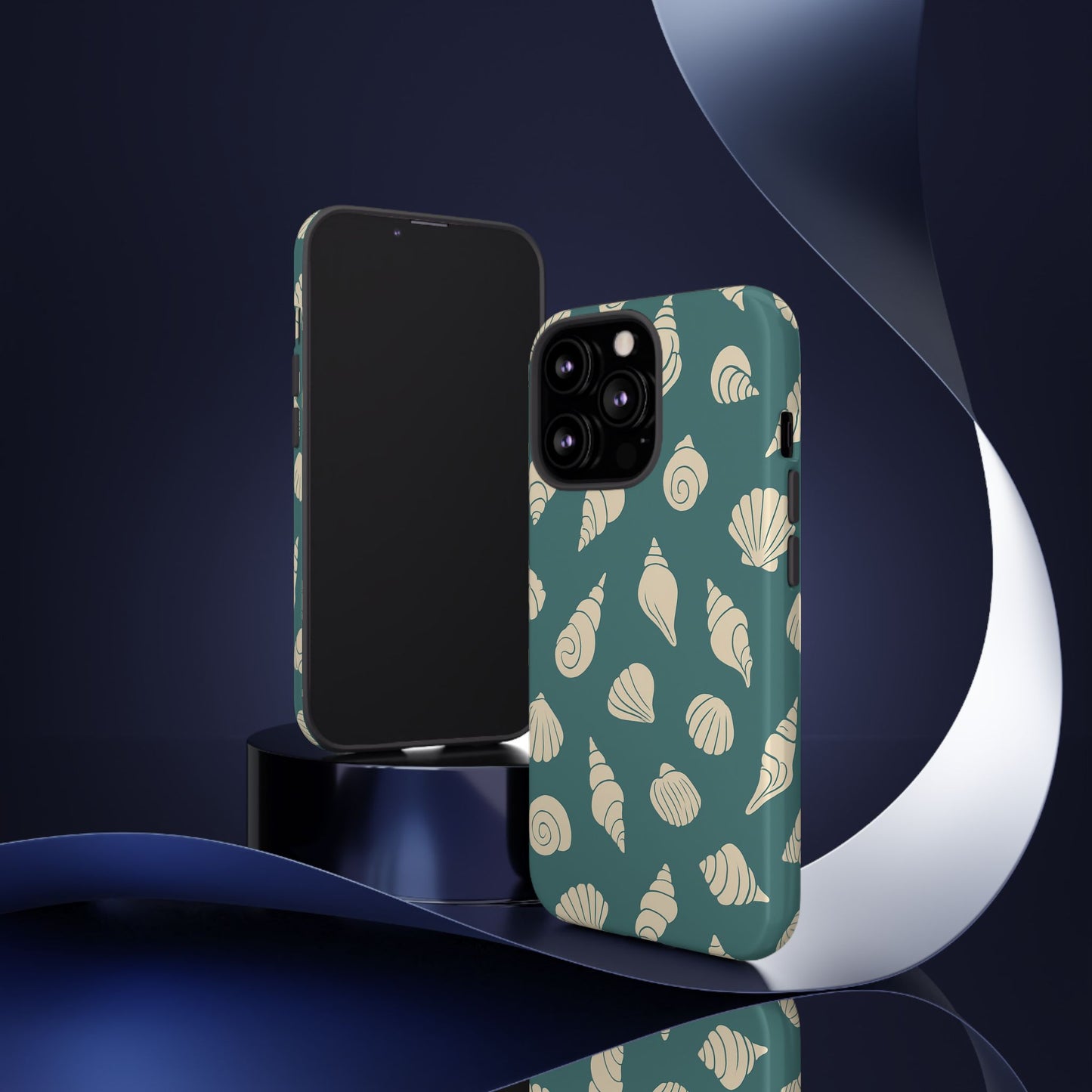Seashell Pattern Phone Case | Teal Coastal Shells Tough Case for Iphone, Samsung Galaxy and Pixel