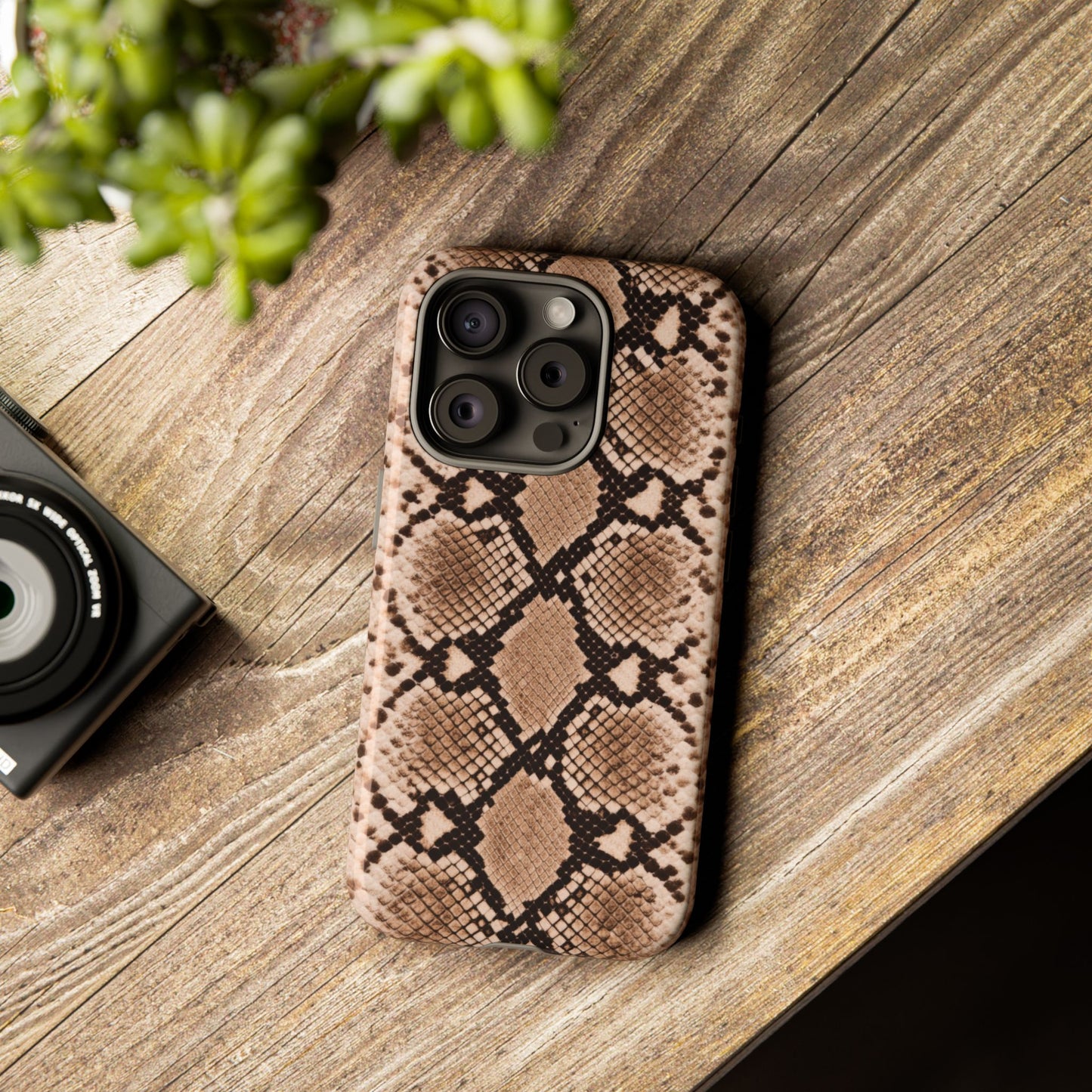 Snake Print Phone Case – Brown Python Pattern Slim Protective Cover for Iphone, Samsung Galaxy and Pixel