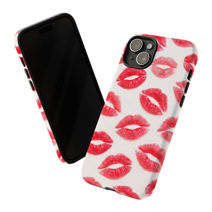Red Lipstick Kiss Phone Case – Sexy Lip Print Pattern Tough Protective Cover