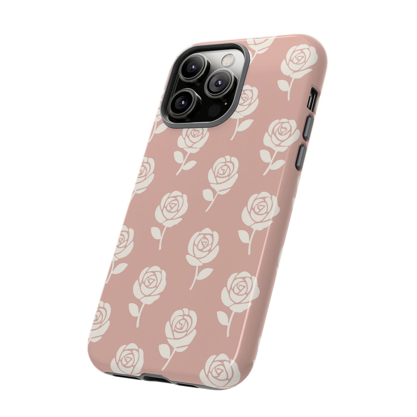 White Rose Pattern Tough Phone Case | Elegant Floral Aesthetic Case for Iphone, Samsung Galaxy and Pixel