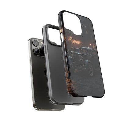 Vintage Classic Car Phone Case | Retro Noir Aesthetic | 1930s Street Scene Tough Case for iPhone & Samsung