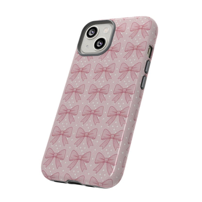 Pink Bow Pattern Phone Case – Soft Coquette Aesthetic Tough Case