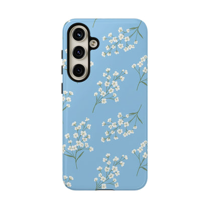 Baby’s Breath Floral Phone Case – Blue Minimal Flower Aesthetic Tough Case