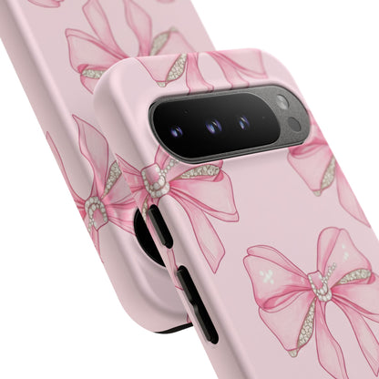 Pink Bow Pattern Phone Case | Coquette Aesthetic Tough Protective Case