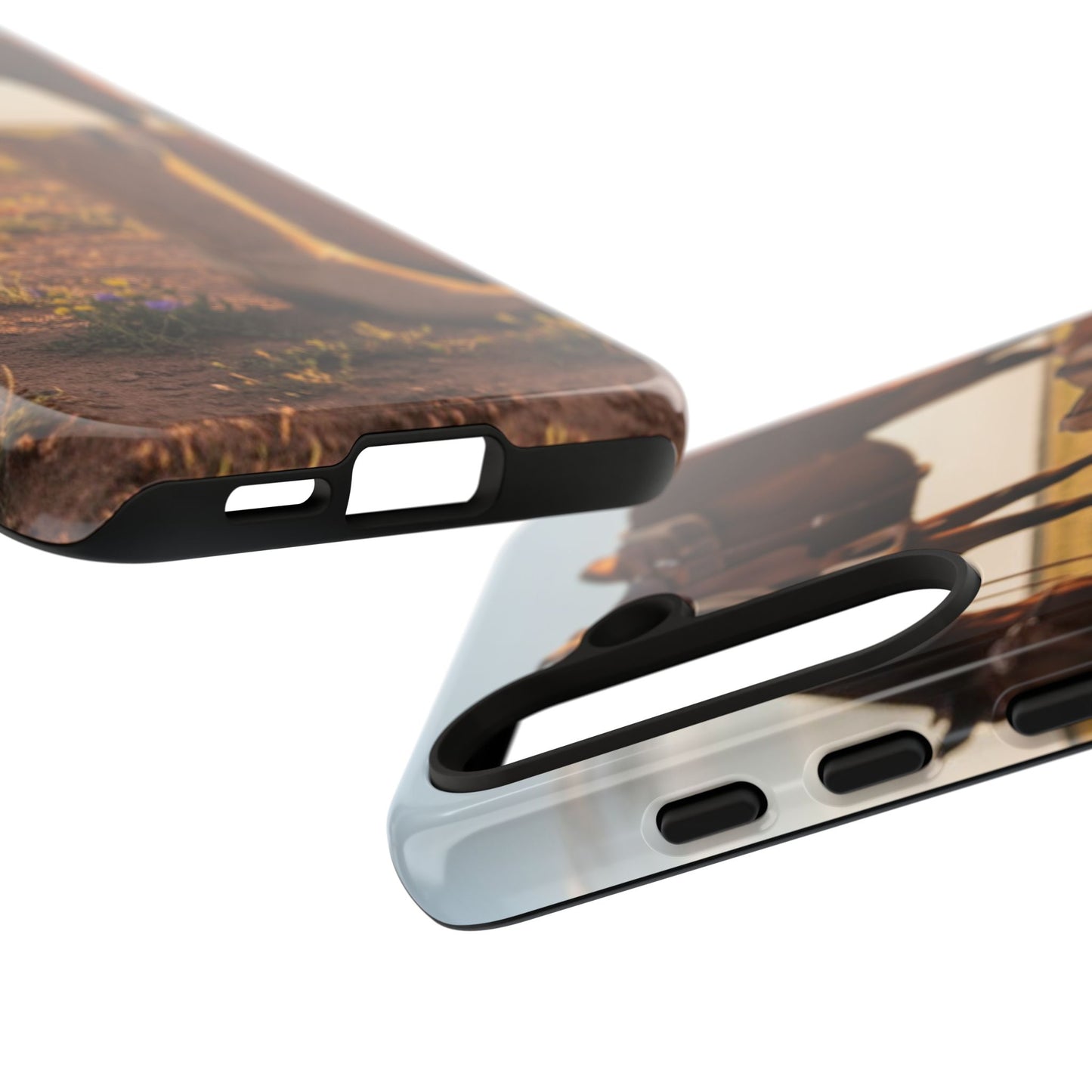 Western Cowboy Boots Phone Case – Rustic Horse Sunset Tough Case (iPhone, Samsung, Pixel)