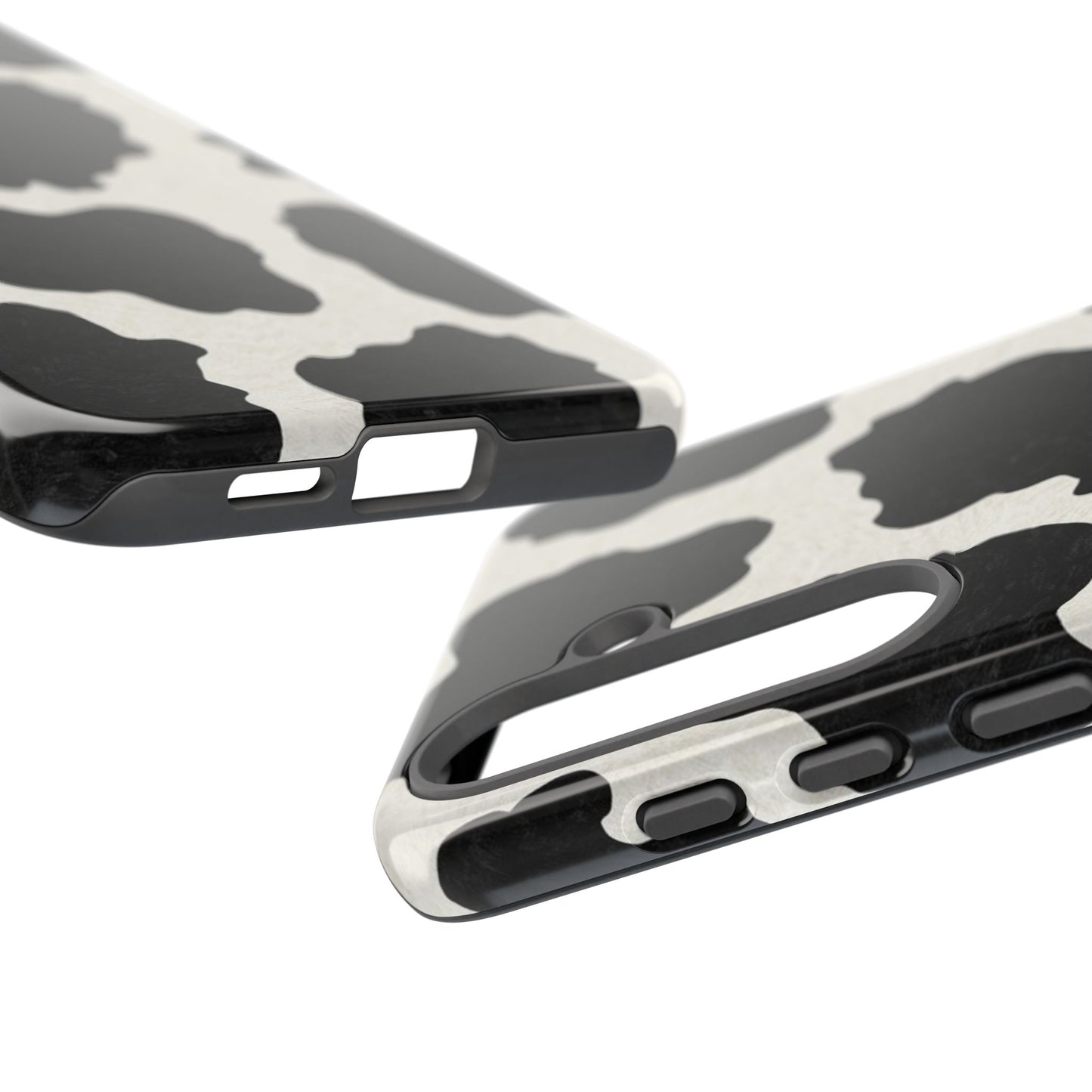 Black & White Cow Print Phone Case | Western Aesthetic iPhone & Samsung Tough Case
