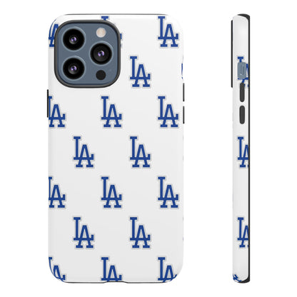 Blue LA Monogram Pattern Phone Case | Minimal Baseball Inspired Tough Cover