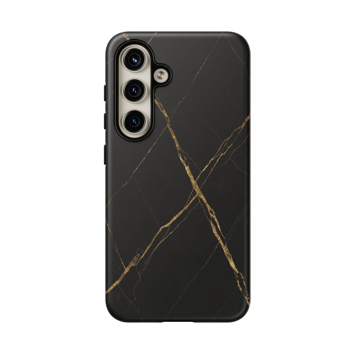 Black Marble Phone Case with Gold Veins – Luxury Minimal Aesthetic Tough Case