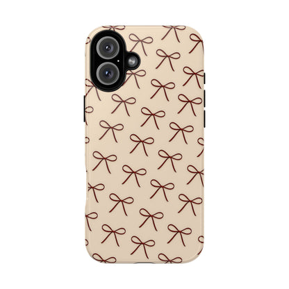 Coquette Bow Phone Case | Neutral Beige Aesthetic iPhone & Samsung Tough Case