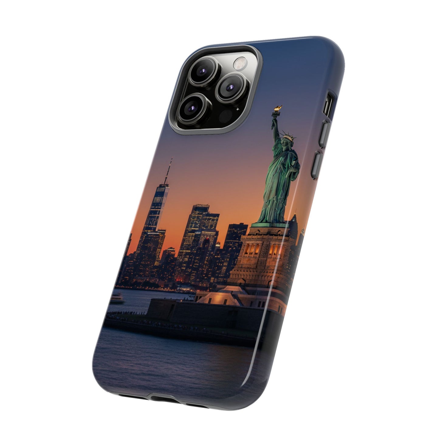 Statue of Liberty Sunset Phone Case – New York City Skyline Travel Aesthetic Tough Case