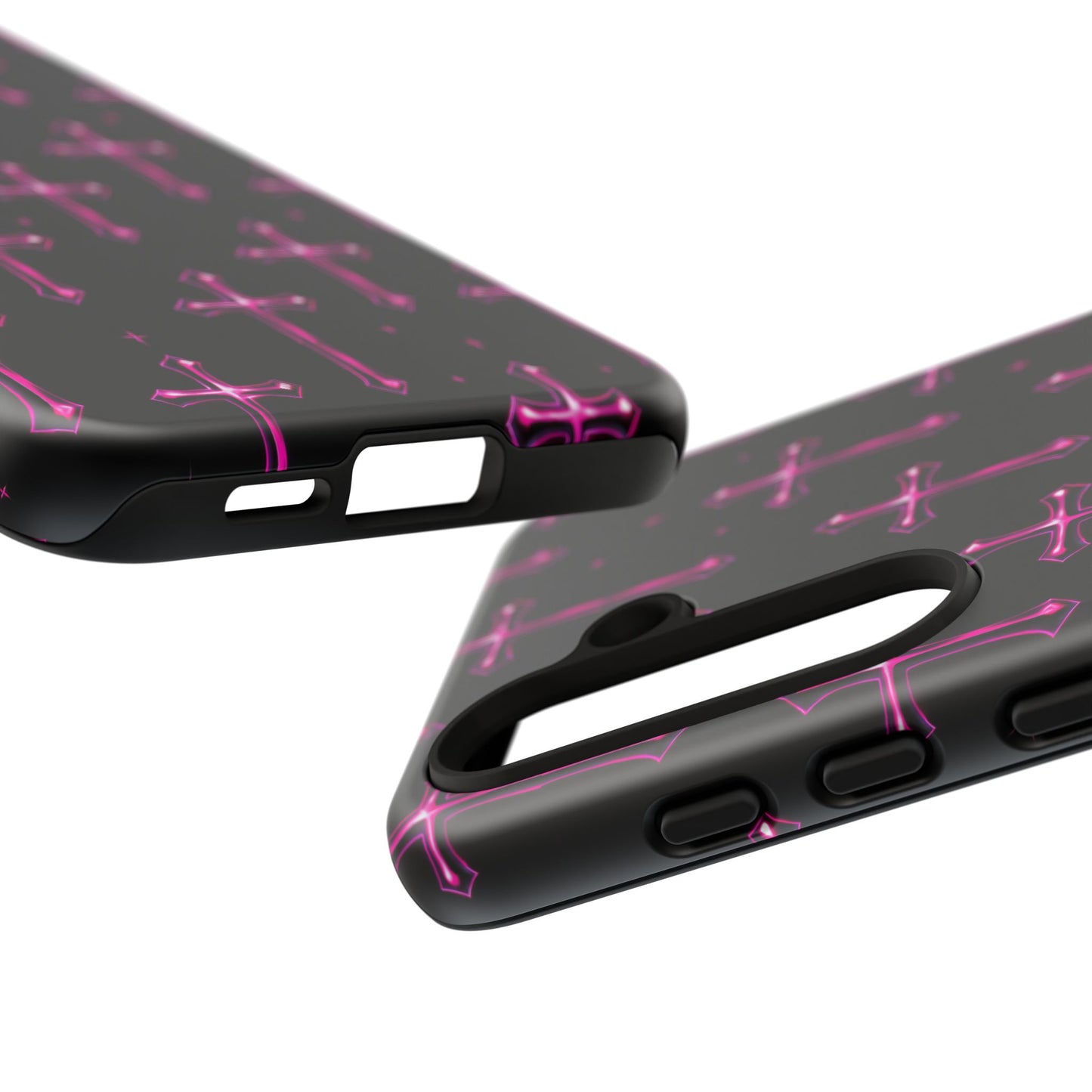 Neon Pink Cross Pattern Phone Case | Tough Protective Case for Iphone, Samsung Galaxy and Pixel